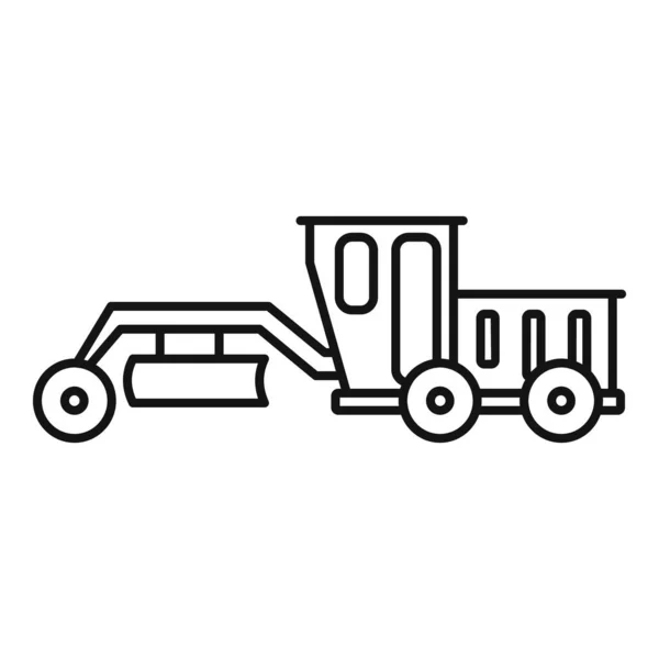 Grader máquina de camino icono, estilo de contorno — Vector de stock