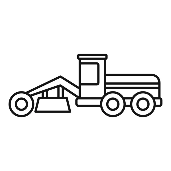 Grader machine bulldozer icône, style contour — Image vectorielle