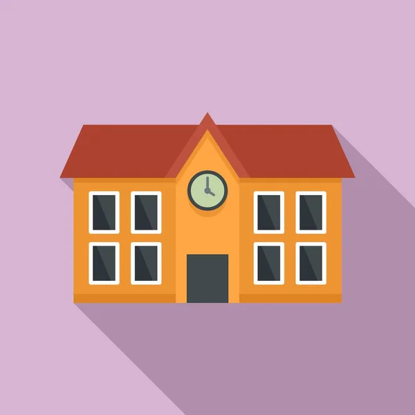 Icono del edificio de la escuela, estilo plano — Vector de stock