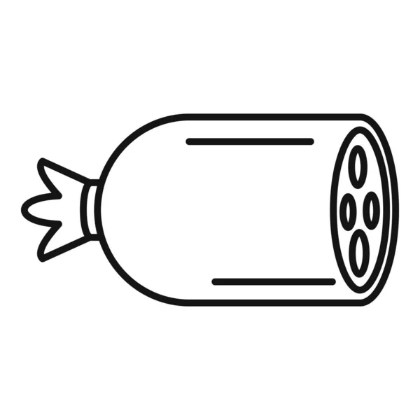 Icône de saucisse de jambon, style contour — Image vectorielle