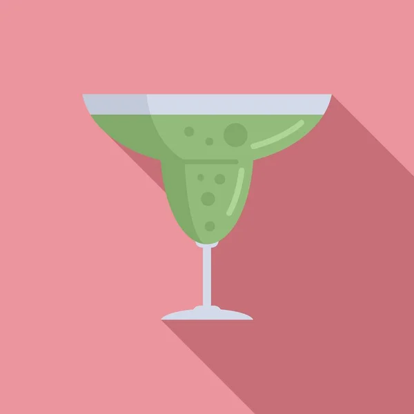 Groene bar cocktail icoon, platte stijl — Stockvector