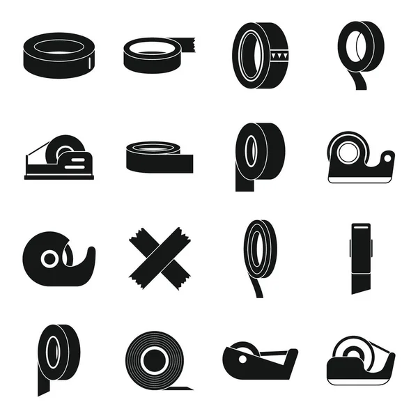 Scotch tape roll pictogrammen set, eenvoudige stijl — Stockvector