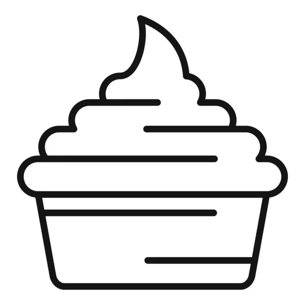 Cupcake au lait icône, style contour — Image vectorielle