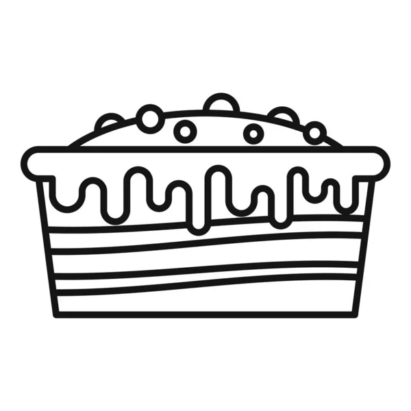 Süße Schokoladenkuchen-Ikone, Outline-Stil — Stockvektor