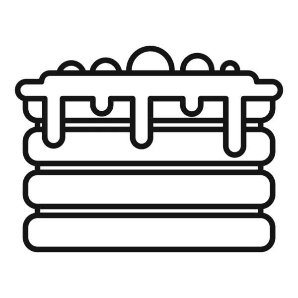 Grädde söt tårta ikon, kontur stil — Stock vektor