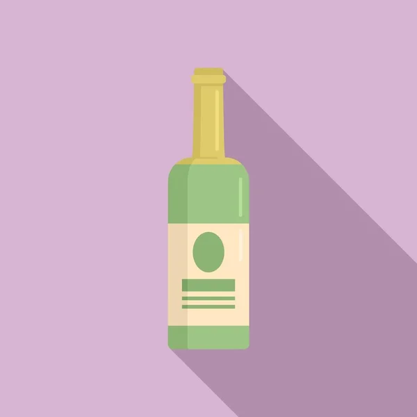 Icône bouteille de vin blanc, style plat — Image vectorielle