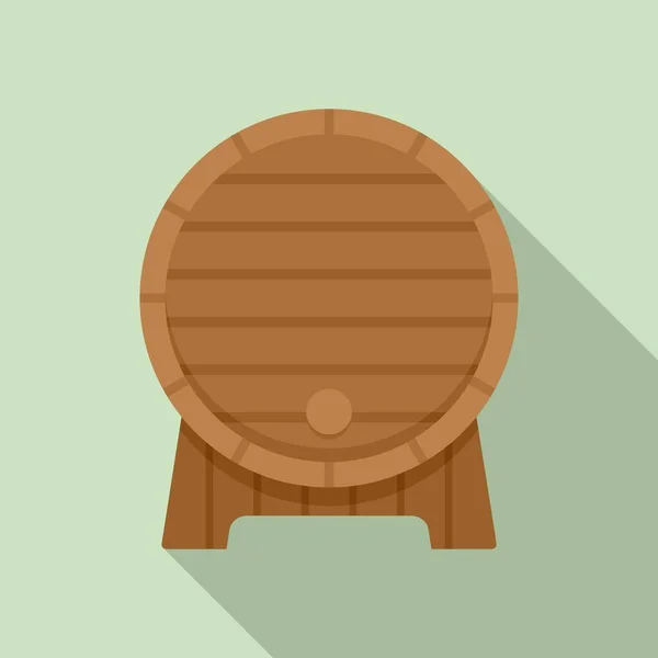 Icono de barril de madera de vino, estilo plano — Vector de stock