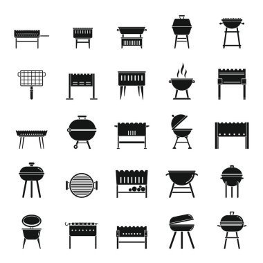 Grill brazier icons set, simple style clipart