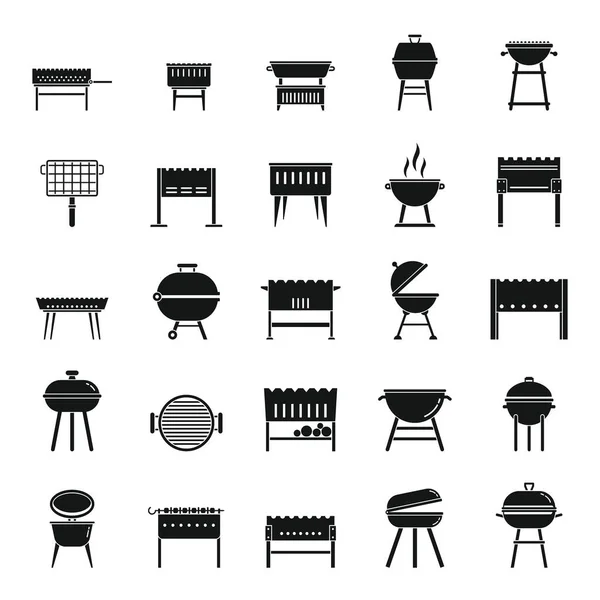Grill brazier icons set, simple style — Stock Vector