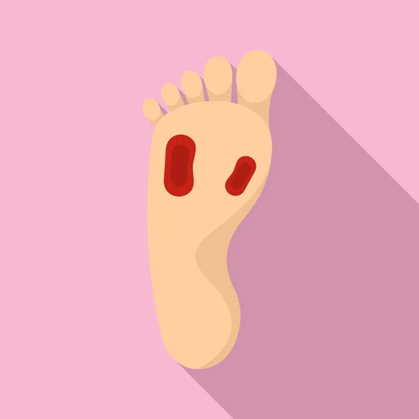 Icono de dolor en el pie de sangre, estilo plano — Vector de stock