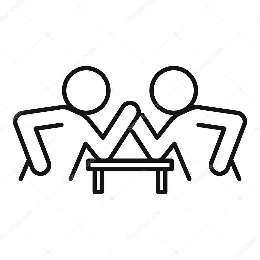 Table arm wrestling icon, outline style