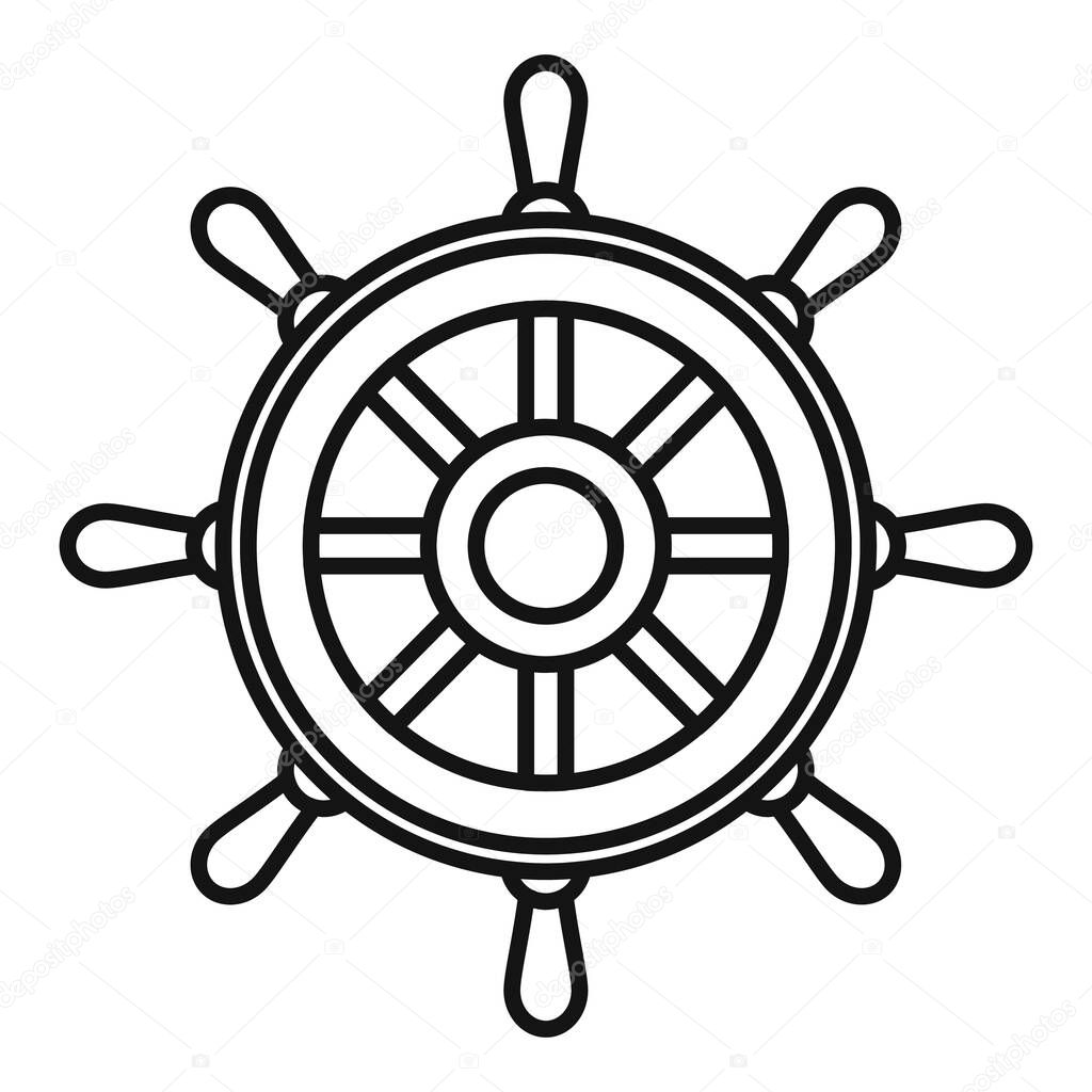 Yacht ship wheel icon, outline style