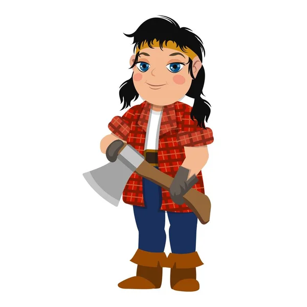 Lumberjack woman icon, cartoon style — Stock Vector