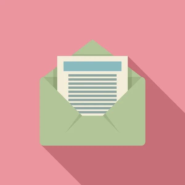Icône de courriel du document, style plat — Image vectorielle