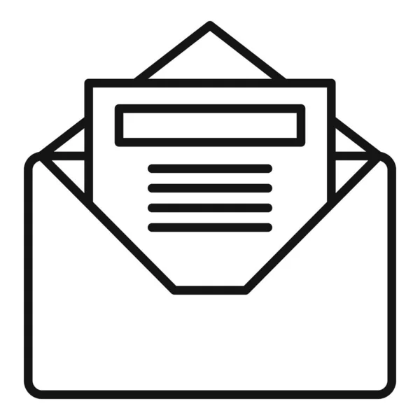 Icône de courriel de document, style de contour — Image vectorielle