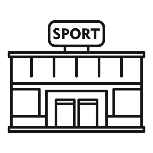 Deporte icono de edificio de gimnasio, estilo de esquema — Vector de stock