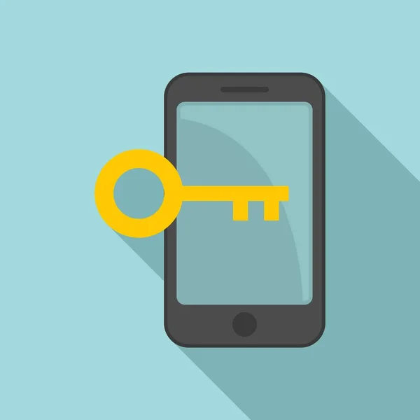 Icône d'authentification de clé de téléphone, style plat — Image vectorielle