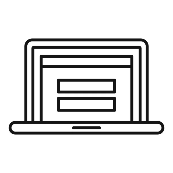 Ícone de autenticação de laptop, estilo de esboço — Vetor de Stock