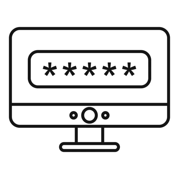 Icono de autenticación de inicio de sesión de PC, estilo de esquema — Vector de stock