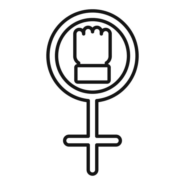 Femme genre droite icône, style contour — Image vectorielle