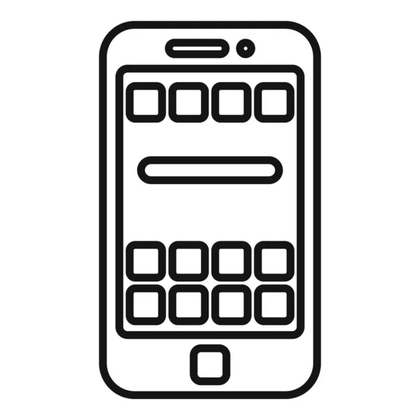 Icono del software del teléfono inteligente, estilo de esquema — Vector de stock