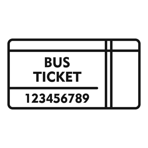纸制巴士车票图标,轮廓风格 — 图库矢量图片