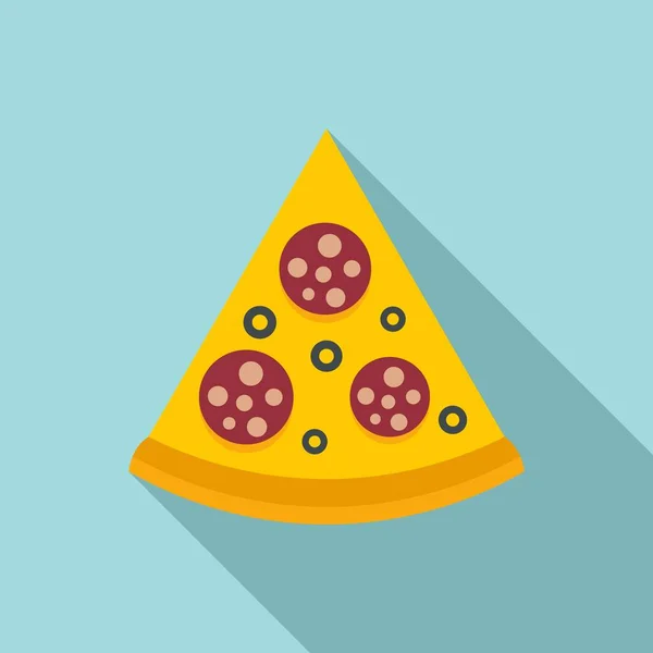 Pizza slice icon, flat style — Stock Vector