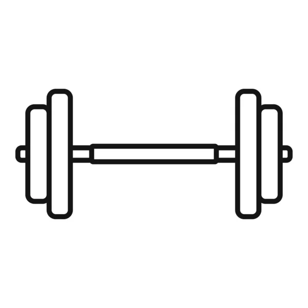 Gym barbell icon, outline style — Stock Vector