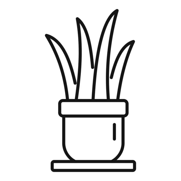 Biurowa ikona doniczki roślin, styl konturu — Wektor stockowy