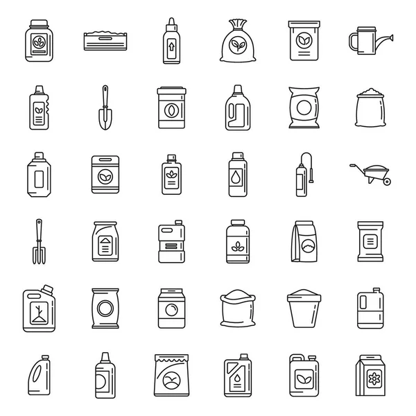 Bio fertilizer icons set, outline style — Stock Illustration Bio fertilizer icons set, outline style Stock Vector