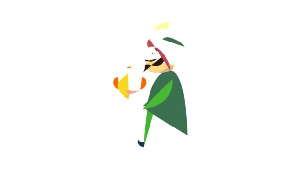 Rey árabe Balthazar icono de animación — Vídeos de Stock