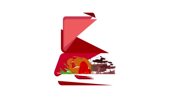 Rode lunchbox pictogram animatie — Stockvideo