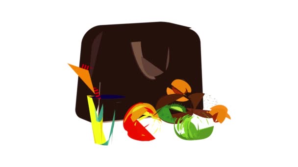 Textiel lunchbag pictogram animatie — Stockvideo