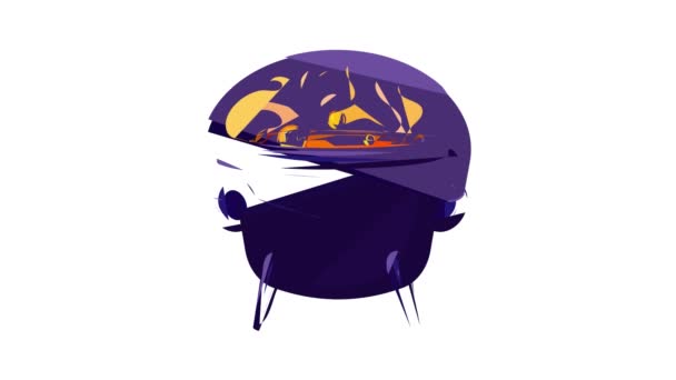 Orange boiling cauldron icon animation — Stock Video
