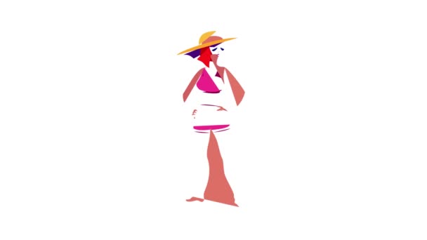 Sexy beach woman icon animation — Stock Video