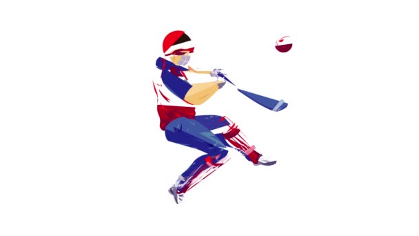 Cricket speler pictogram animatie — Stockvideo