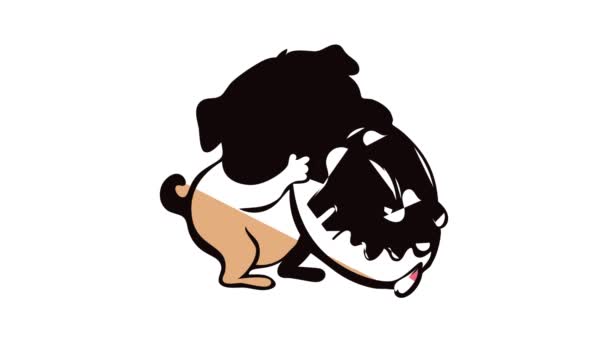 Pug äta munk ikon animation — Stockvideo