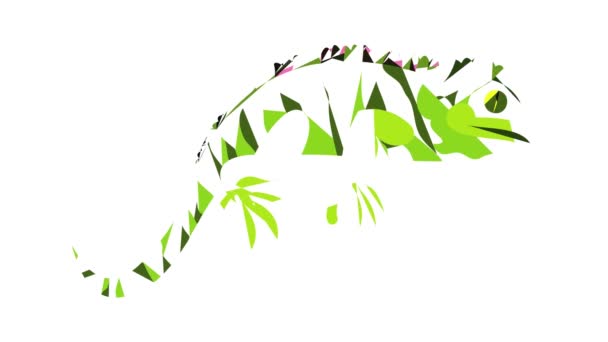 Groene kameleon pictogram animatie — Stockvideo