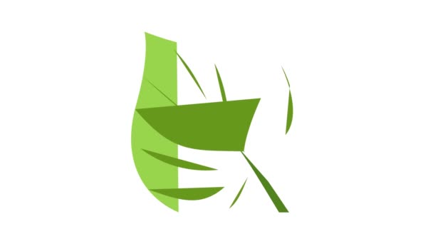 Big tropical leaf icon animation — Stock Video
