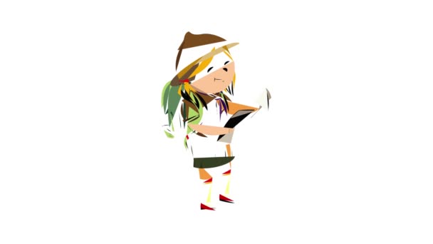 Scout girl with map icon animation — Stock Video