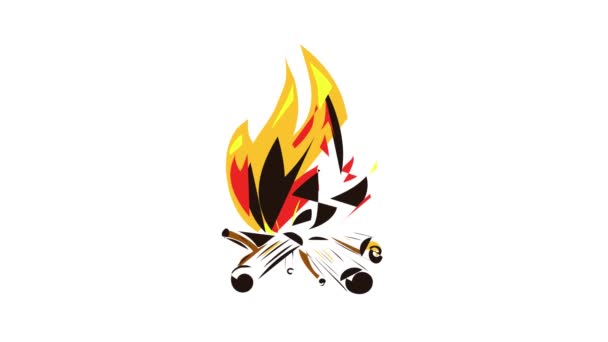 Burning campfire icon animation — Stock Video