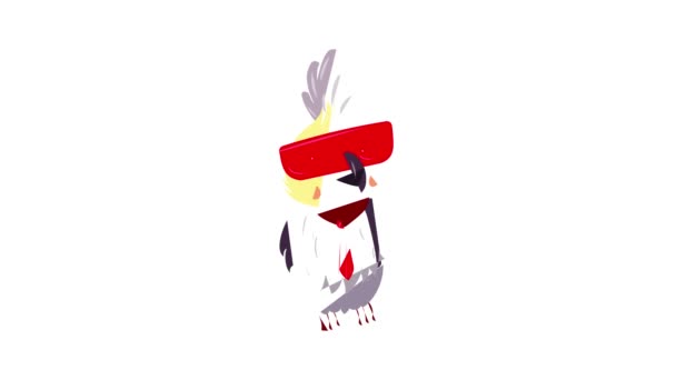 Gözlük simgesi animasyonlu papağan — Stok video