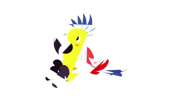 Animace ikon sedícího papouška — Stock video