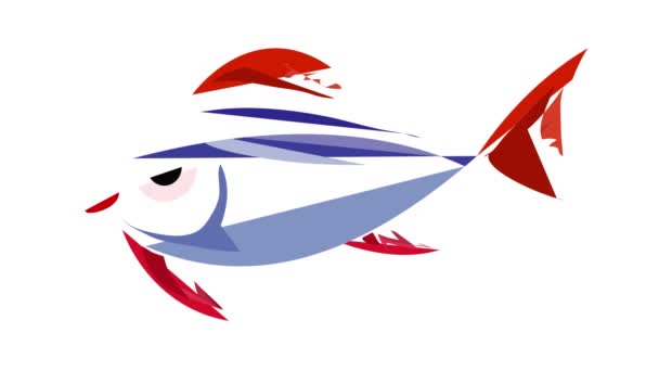 Exotic blue fish icon animation — Stock Video