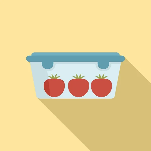 Ícone de caixa de tomate de plástico, estilo plano —  Vetores de Stock