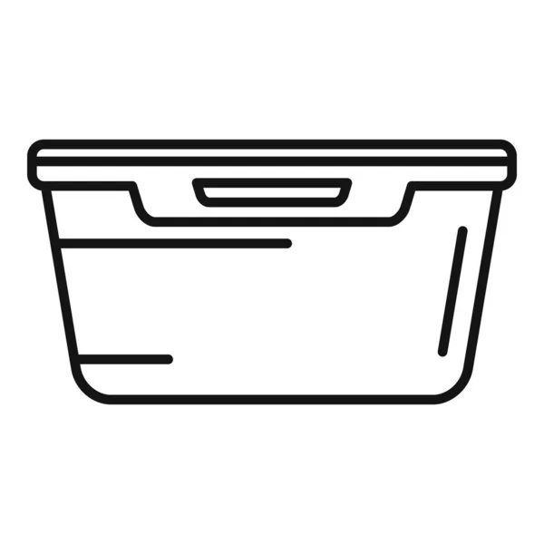 Plastikowa ikona pudełka żywności, styl konturu — Wektor stockowy