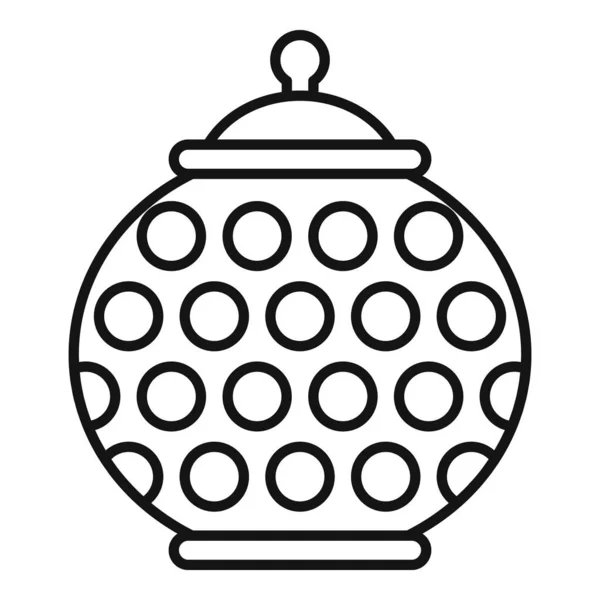 食品瓷壶图标,轮廓风格 — 图库矢量图片