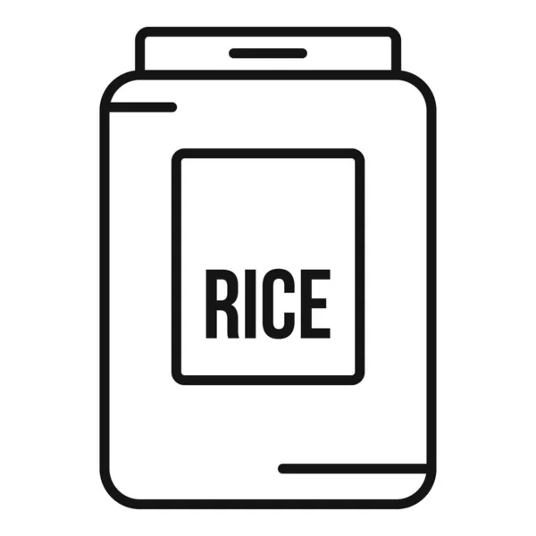Ikon pak beras, gaya garis luar - Stok Vektor
