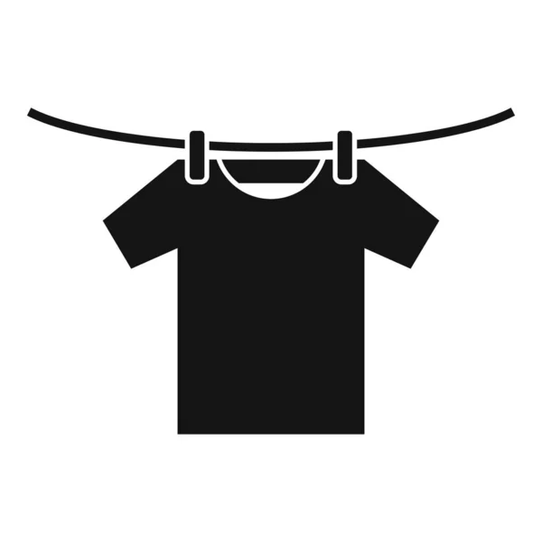 Kurutma kablosu simgesi üzerinde t-shirt, basit biçim — Stok Vektör