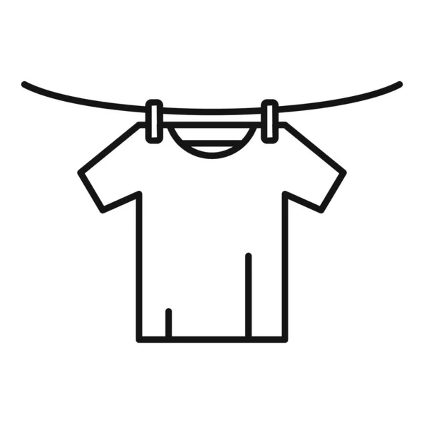 Tshirt droog op draad pictogram, omtrek stijl — Stockvector